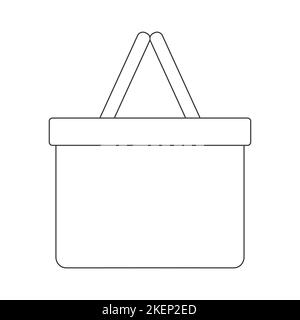 Picnic basket outline icon. Hand made wicker willow hamper with two handles isolated on white background. Vector graphic illustration. Stock Vector