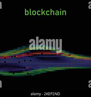 Blockchain. Abstract bright color visualization. Vector graphic template Stock Vector