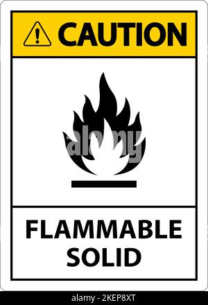 Caution Hazardous Signs Flammable Solid On White Background Stock Vector