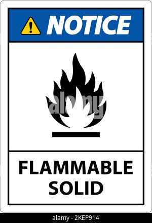 Notice Hazardous Signs Flammable Solid On White Background Stock Vector