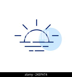 Sunset or sunrise at the sea. Pixel perfect, editable stroke line icon Stock Vector