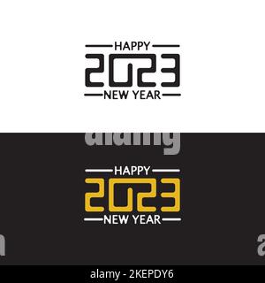 Happy New Year 2023 text design. Brochure design template, card, banner. Vector illustration. Stock Vector