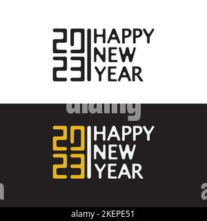 Happy New Year 2023 text design. Brochure design template, card, banner. Vector illustration. Stock Vector