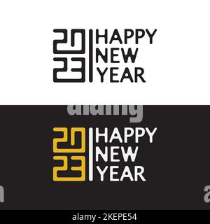 Happy New Year 2023 text design. Brochure design template, card, banner. Vector illustration. Stock Vector