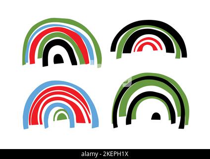 Drawings of rainbows, colorful arch weather vector Stock Vector
