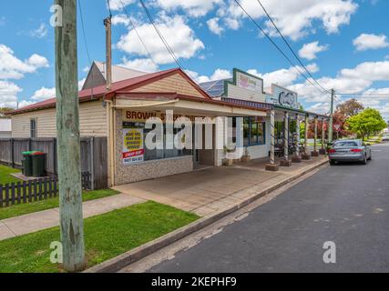 Nevilles corner store with butcher and Thai restaurant alongside in Armidale in northern new south wales, australia Stock Photo