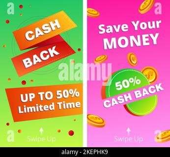 Cash back, save your money, limited time offer Stock Vector