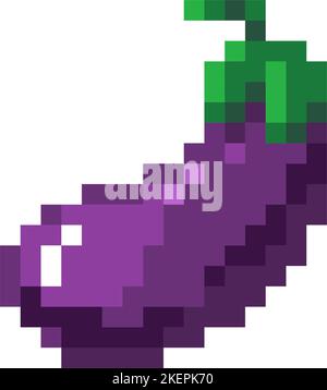 Aubergine pixelated veggies, eggplant icon sign Stock Vector