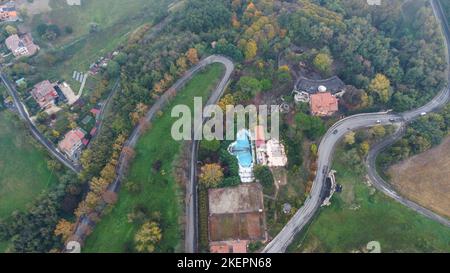 Salsomaggiore terme town oanorama drone view Stock Photo