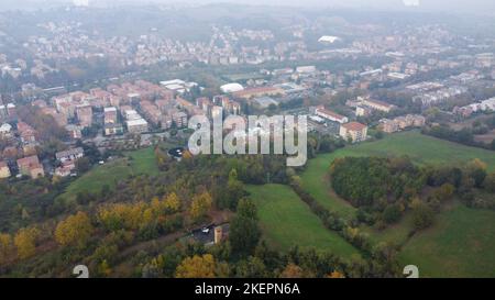 Salsomaggiore terme town oanorama drone view Stock Photo