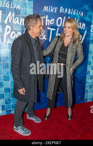 New York, United States. 13th Nov, 2022. Ben Stiller and Christine Taylor attend 'The Old Man & The Pool' opening night at Vivian Beaumont Theatre at Lincoln Center in New York City. Credit: SOPA Images Limited/Alamy Live News Stock Photo
