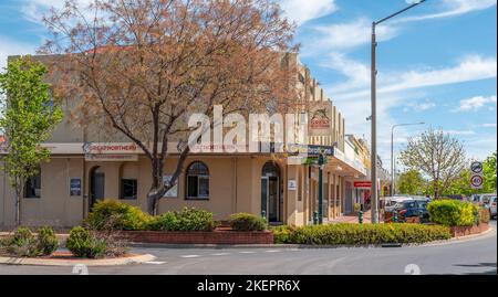 The Tatts Hotel is a long-established pub in the main street of Inverell with a traditional Bar, beer-garden, restaurant and VIP lounge, northern NSW Stock Photo