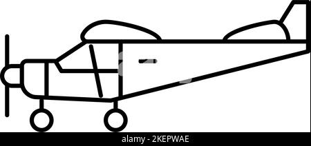 tricycle gear airplane aircraft line icon vector illustration Stock Vector