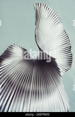 art wallpaper picture for interior ribbed metal 3d render Stock Photo