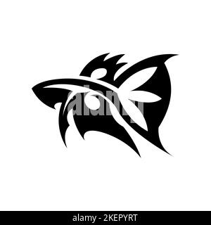 Black and white line art of the front of the betta fish Good use for symbol mascot icon avatar tattoo T Shirt design logo or any design Stock Vector