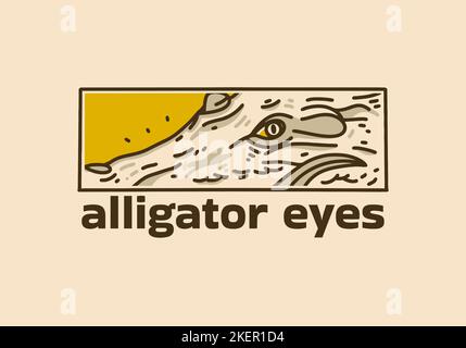 Vintage art illustration design of the alligator face Stock Vector