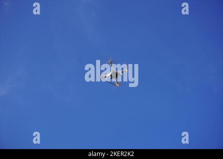 Closed up Hands holding drone device controller. The hand operating the drone technology Stock Photo