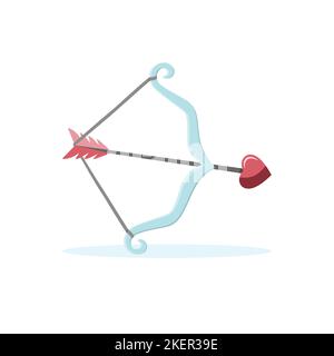 Bow and arrow icon with heart. Cupid items. Valentine day. Vector illustration Stock Vector