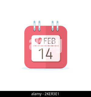 Calendar icon with valentine date. Vector illustration Stock Vector
