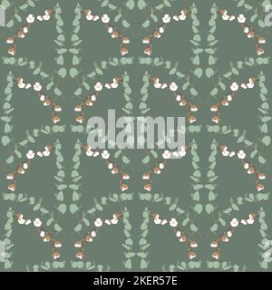 Boho seamless pattern with eucalyptus and cotton Stock Vector
