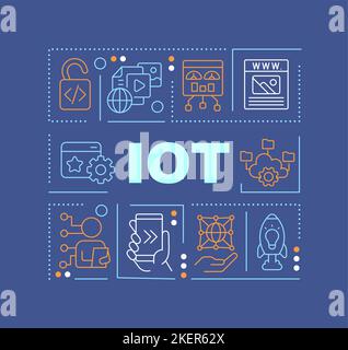 Internet of things word concepts dark blue banner Stock Vector