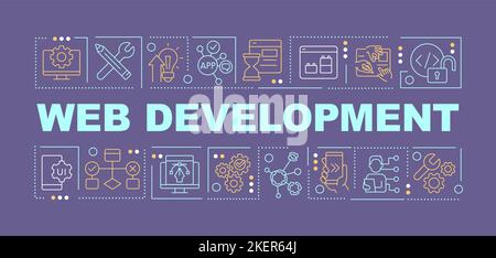 Web development word concepts dark blue banner Stock Vector
