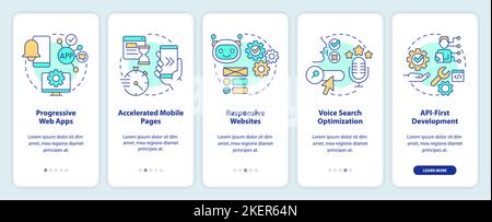 Web development trends onboarding mobile app screen Stock Vector