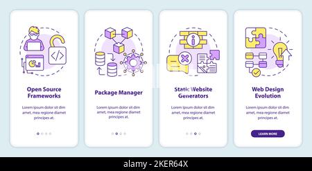 Biggest digital development trends onboarding mobile app screen Stock Vector
