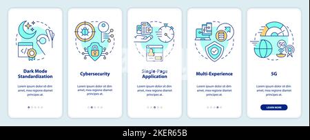 Trends in website development onboarding mobile app screen Stock Vector