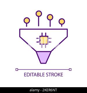 Digital data funnel RGB color icon Stock Vector