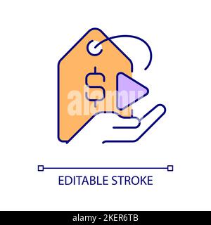 Paid multimedia content RGB color icon Stock Vector