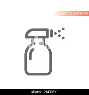 Cleaning spray bottle line vector icon. Pump, trigger mist sprayer symbol. Stock Vector