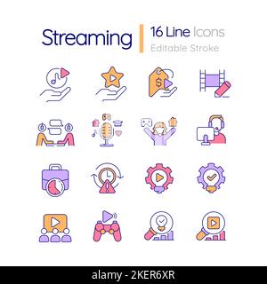 Streaming RGB color icons set Stock Vector