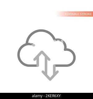 Cloud and arrow up and down black vector icon. Upload and download storage data filled symbols. Stock Vector