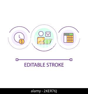 Employee salary calculation loop concept icon Stock Vector