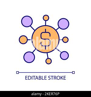 Multiple income stream RGB color icon Stock Vector