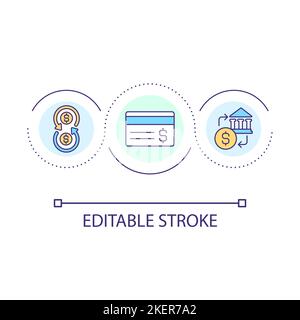 Banking service for customers loop concept icon Stock Vector