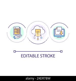 Cloud storage of information loop concept icon Stock Vector