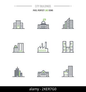 Line style building icons Stock Vector