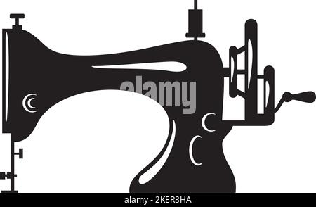 Retro Sewing Machine Black and White. Vector Illustration. Stock Vector