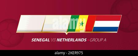 Qatar - Ecuador football match illustration in group A. Vector flags. Stock Vector