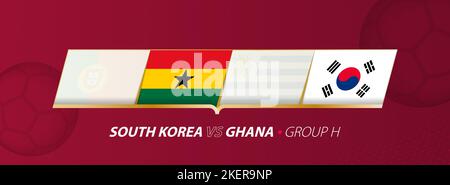 South Korea - Ghana football match illustration in group A. Vector flags. Stock Vector