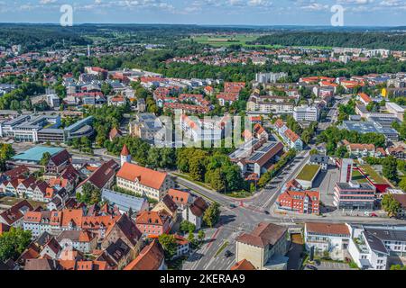 Aerial view to Kaufbeuren in Eastern Allgaeu Stock Photo