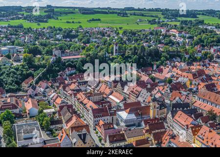 Aerial view to Kaufbeuren in Eastern Allgaeu Stock Photo