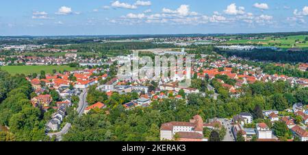 Aerial view to Kaufbeuren in Eastern Allgaeu Stock Photo