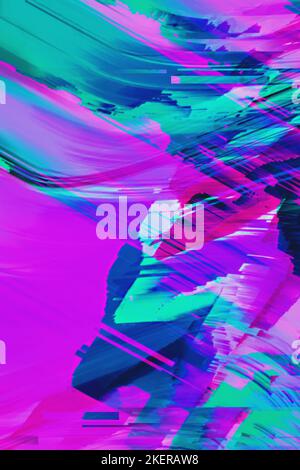 Motion Glitch Multicolored Distorted textured psychedelic background Stock Photo