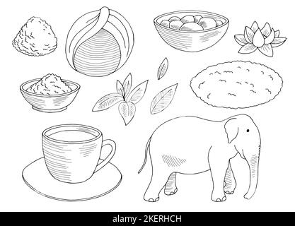 India set graphic black white isolated sketch illustration vector Stock Vector