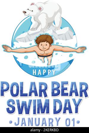 Polar Bear Swim Day Banner Design illustration Stock Vector