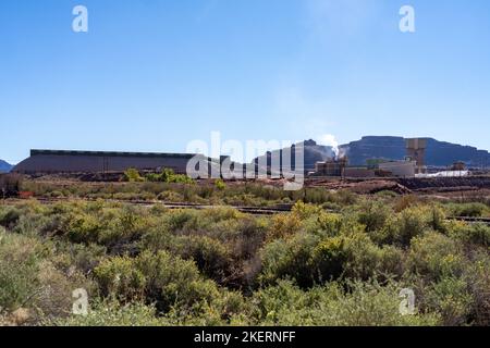 The processing plant at a potash mine using a solution-mining method near Moab, Utah. Stock Photo