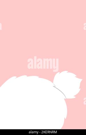 Rabbit white and fluffy tail sticks out. Easter bunny in search of Easter eggs. Cute pastel poster for kids and baby room. Gift spring card for Easter. Happy Easter. Print for holiday. Hand draw Stock Vector